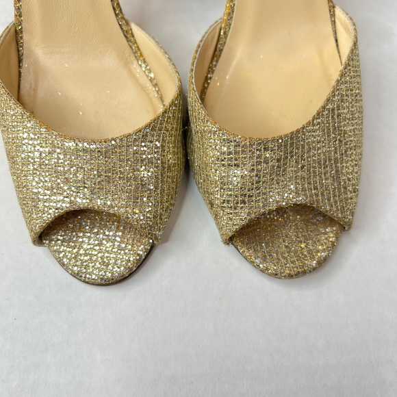 kate spade Shoes Kate Spade Gold Glitter Dorsay Peep Toe Heel Size 8 Poshmark